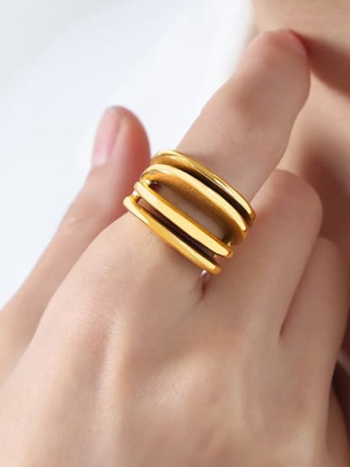 MAKA Titanium Steel Geometric Minimalist Stackable Ring 1