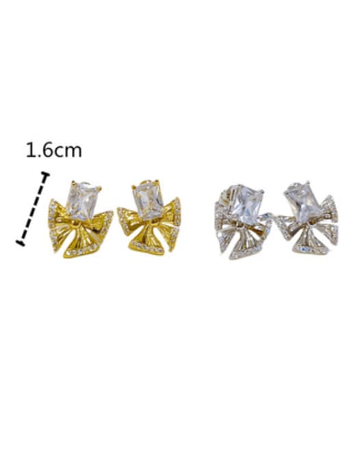 Clioro Brass Cubic Zirconia Butterfly Vintage Stud Earring 4