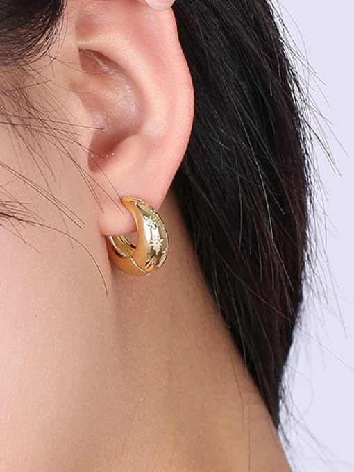 Clioro Brass Cubic Zirconia Geometric Vintage Huggie Earring 1