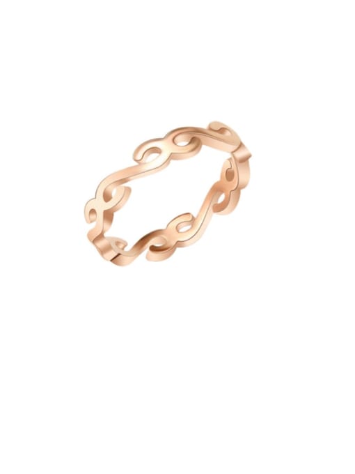 Rose gold Titanium 316L Stainless Steel Letter Minimalist Band Ring with e-coated waterproof