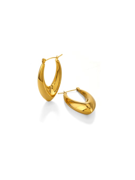 Sharp elliptical hollow earrings Stainless steel Geometric Minimalist Huggie Earring