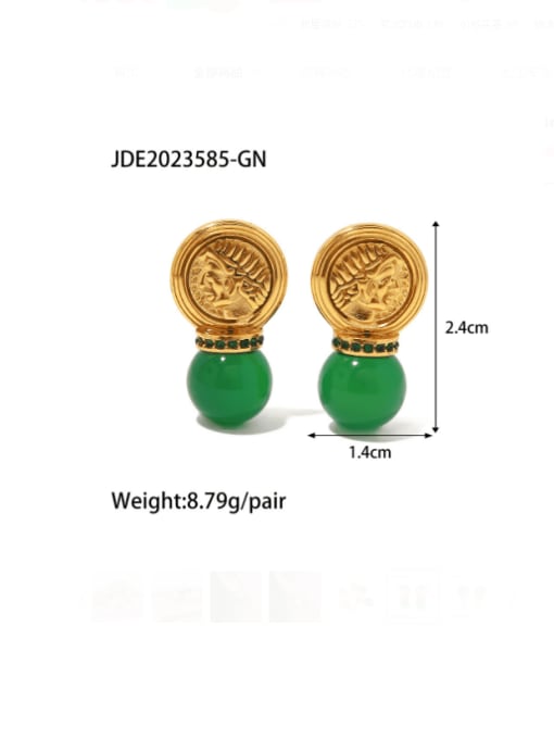 JDE2023585 GN Stainless steel Imitation Pearl Geometric Vintage Drop Earring