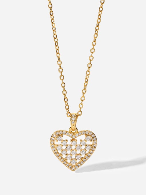 JDN20841 Stainless steel Cubic Zirconia Heart Minimalist Necklace