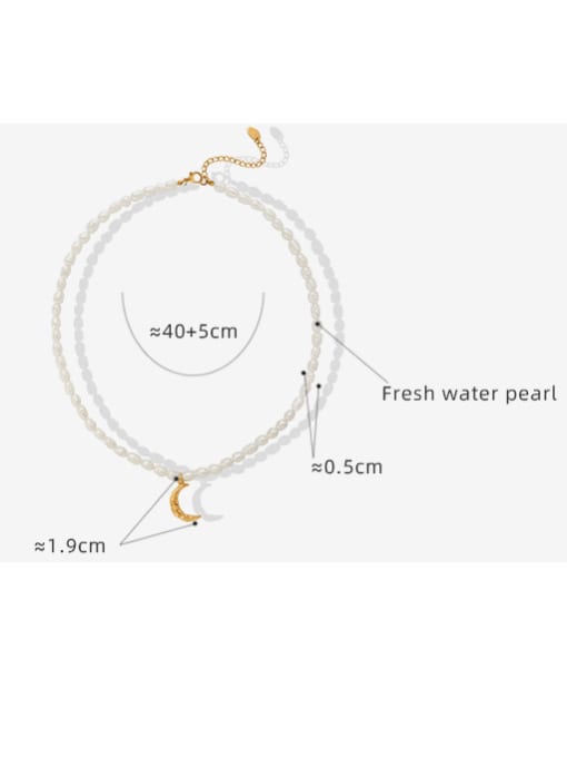 MAKA Titanium Steel Freshwater Pearl Moon Minimalist Necklace 2