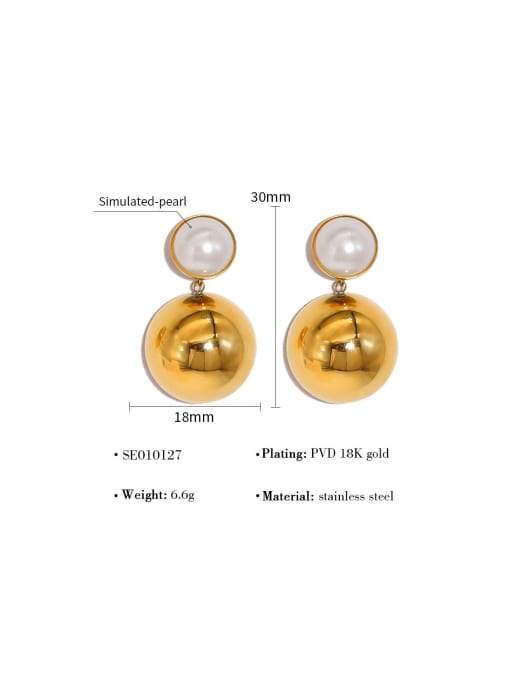 YAYACH Titanium Steel Imitation Pearl Heart Trend Stud Earring 3