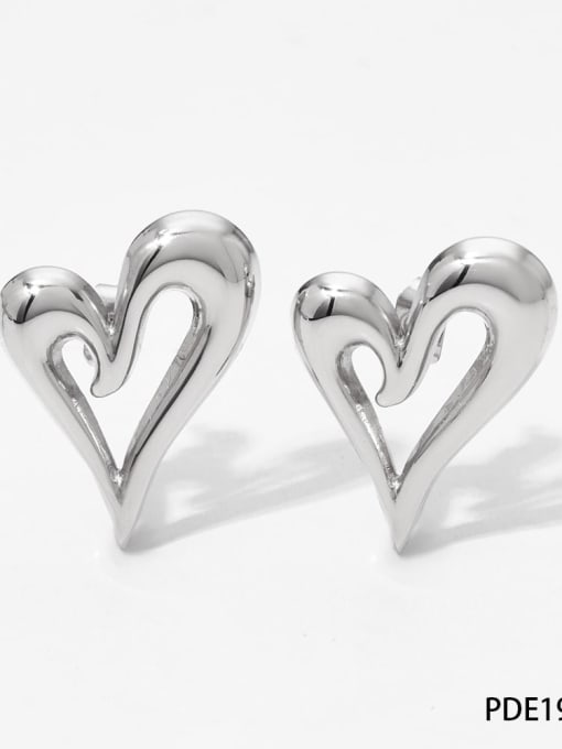 Steel color PDE1946 points or so) Stainless steel Heart Trend Stud Earring