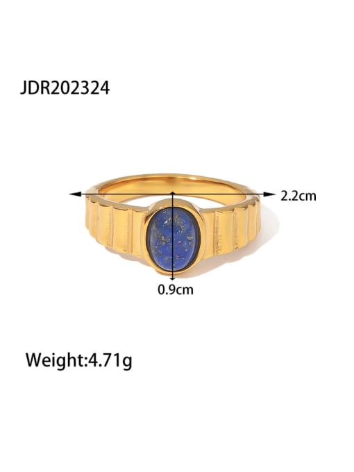 JDR202324 Stainless steel Natural Stone Geometric Vintage Band Ring