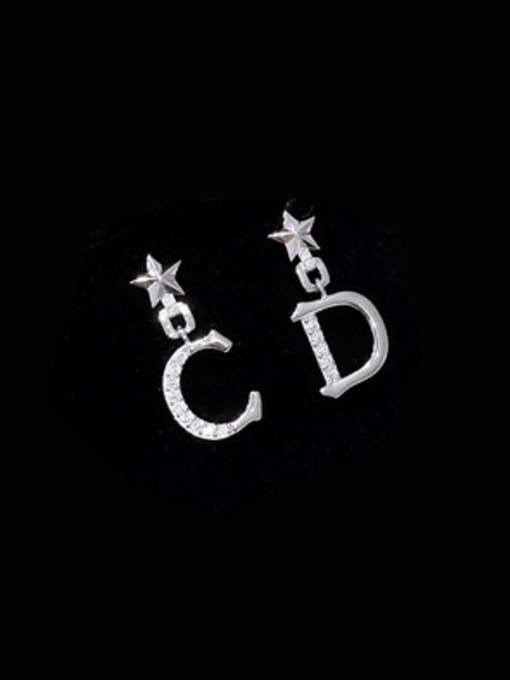 Clioro Brass Cubic Zirconia Letter Vintage Drop Earring 3