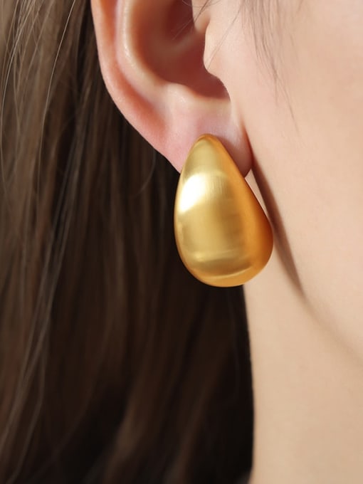F1081 Frosted Gold Earrings Titanium Steel Geometric Trend Stud Earring