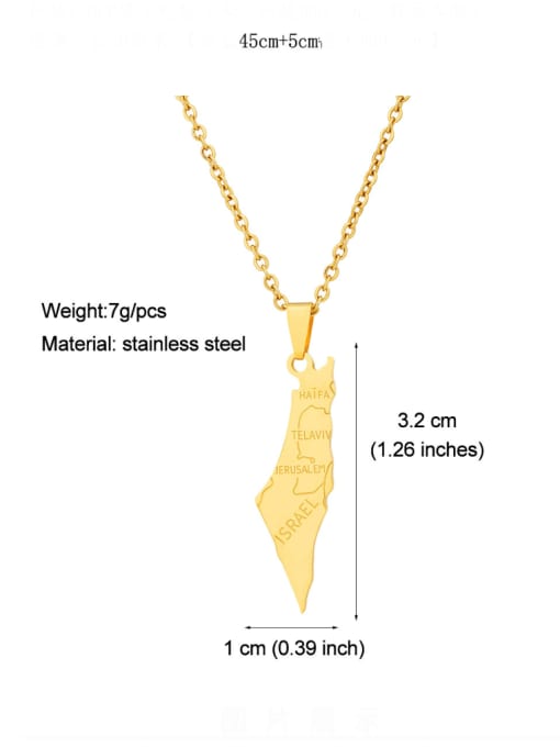 SONYA-Map Jewelry Stainless steel Hip Hop Europe, America, Israel, Palestine Map Pendant  Necklace 2