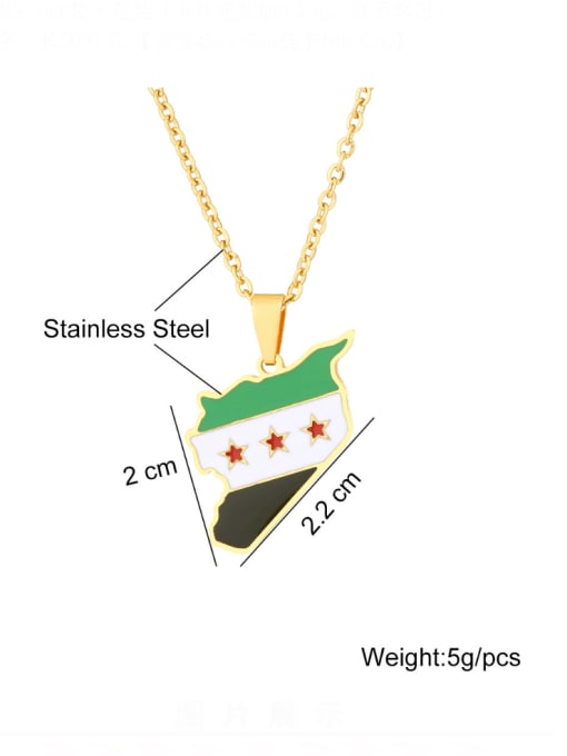 SONYA-Map Jewelry Stainless steel Enamel Medallion Ethnic Syria Map Pendant Necklace 4