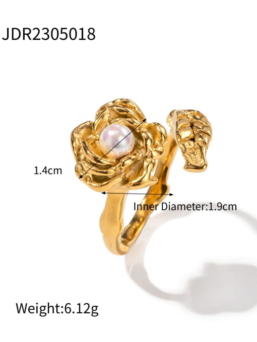 JDR2305018 Stainless steel Freshwater Pearl Flower Trend Band Ring
