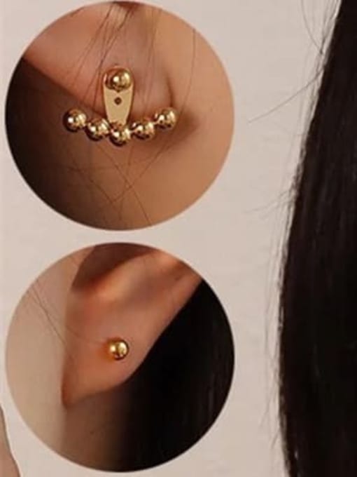 Clioro Brass Bead Geometric Vintage Stud Earring 1