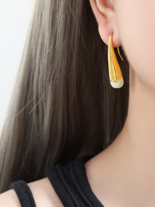 F933 Gold Earrings Titanium Steel Water Drop Trend Hook Earring