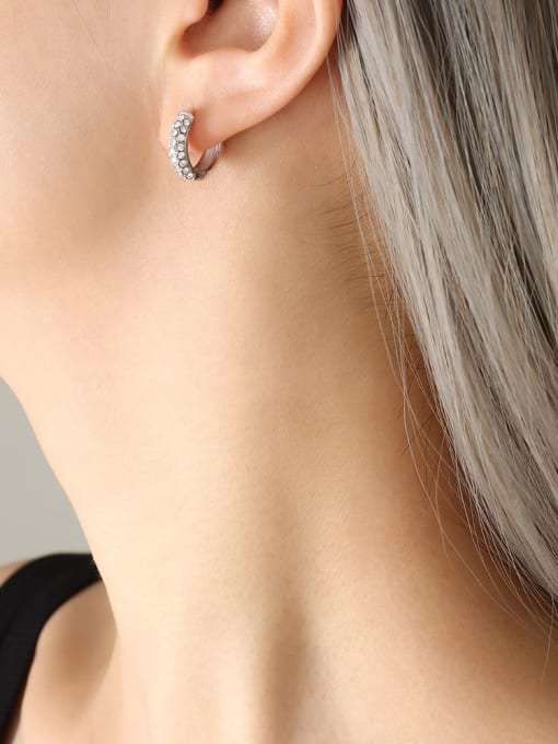 F170 Steel White Zircon Earrings Titanium Steel Cubic Zirconia Geometric Trend Stud Earring