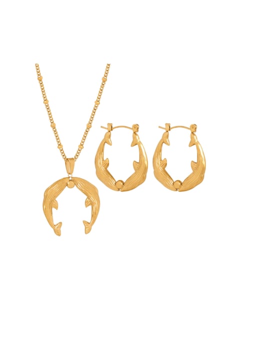 MAKA Titanium Steel Hip Hop Irregular Earring and Necklace Set