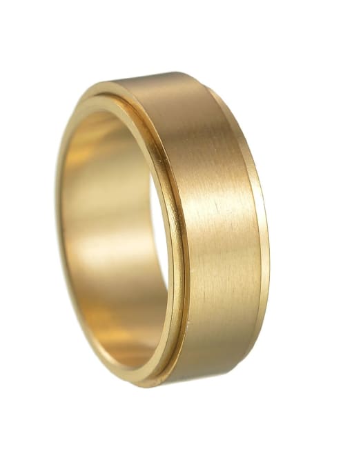 gold Titanium Steel Geometric Hip Hop Band Rotatable Men's Ring