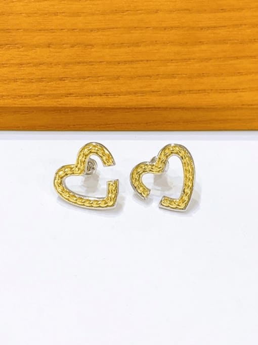 Clioro Brass Hollow Heart Vintage Stud Earring