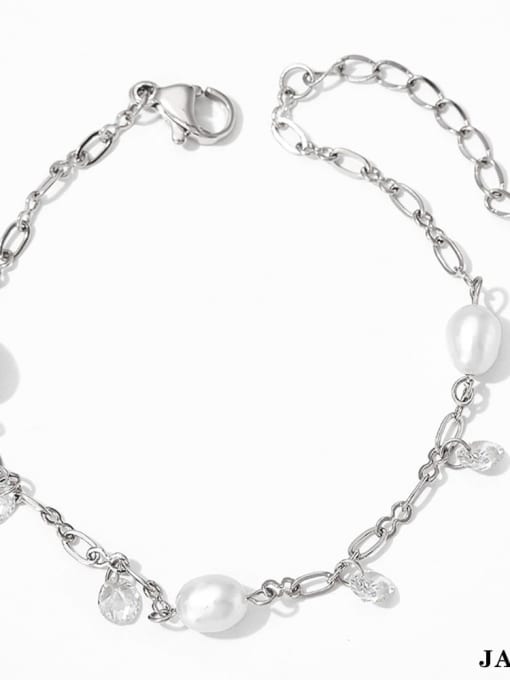 JAP939 Geometric Trend Stainless steel Freshwater Pearl Anklet