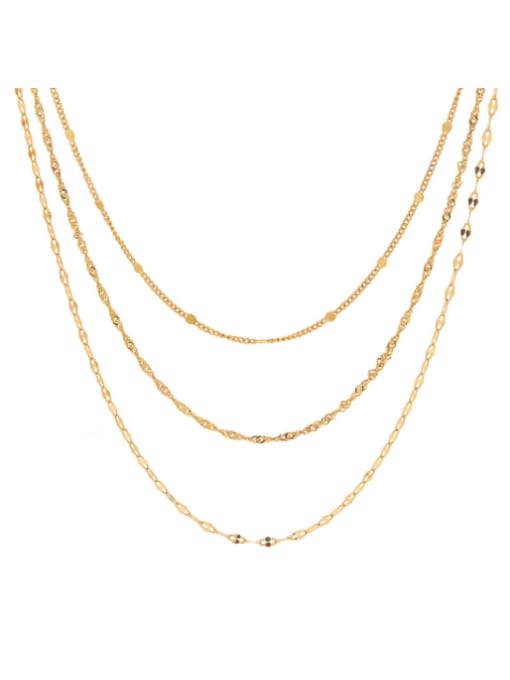 J&D Stainless steel Minimalist  Chain Multi Strand Necklace