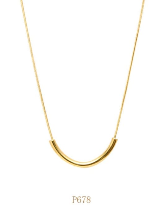 Gold necklace a p678 Titanium 316L Stainless Steel Geometric Minimalist Necklace with e-coated waterproof