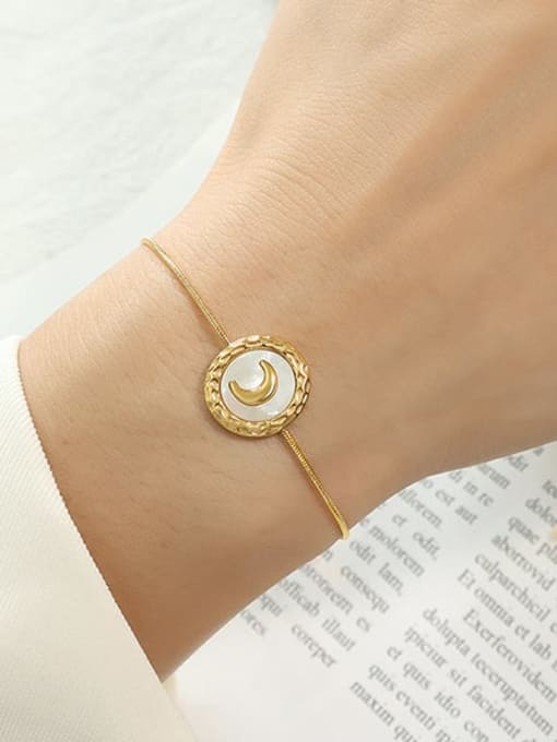 E163 bracelet gold drawbar adjustable Titanium Steel Shell Vintage Geometric  Earring Bracelet and Necklace Set