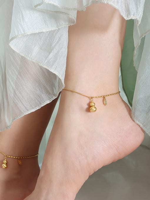 S005 gold Anklet 20 5cm Trend Titanium Steel fenugreek necklace bracelet anklet jewelry set
