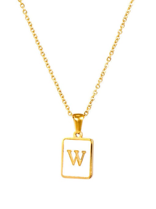JDN201003 W Stainless steel Shell Message Trend Initials Necklace