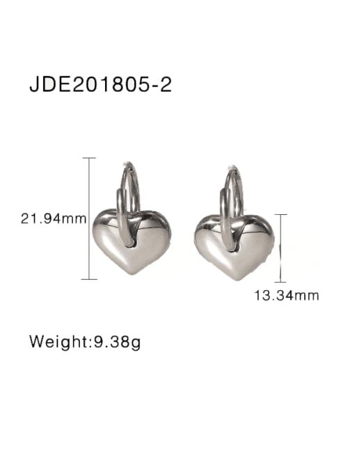 JDE201805 2 Stainless steel Heart Vintage Huggie Earring