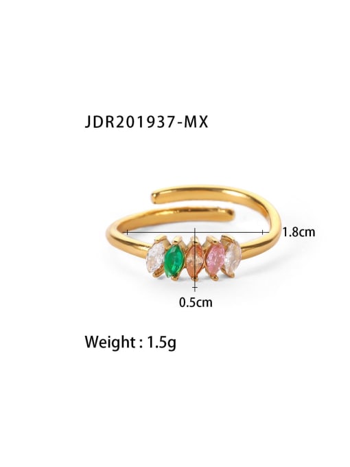 J&D Stainless steel Cubic Zirconia Geometric Vintage Band Ring 2