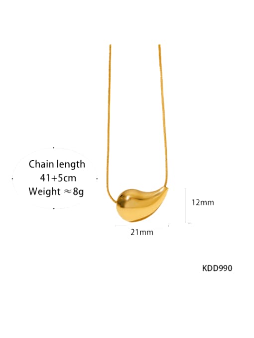 (Horizontal style) Small gold KDD990 Stainless steel Water Drop Minimalist Necklace
