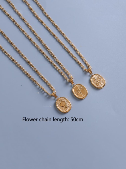 MAKA Titanium 316L Stainless Steel  Flower Vintage Geometric Pendnat Necklace with e-coated waterproof 2