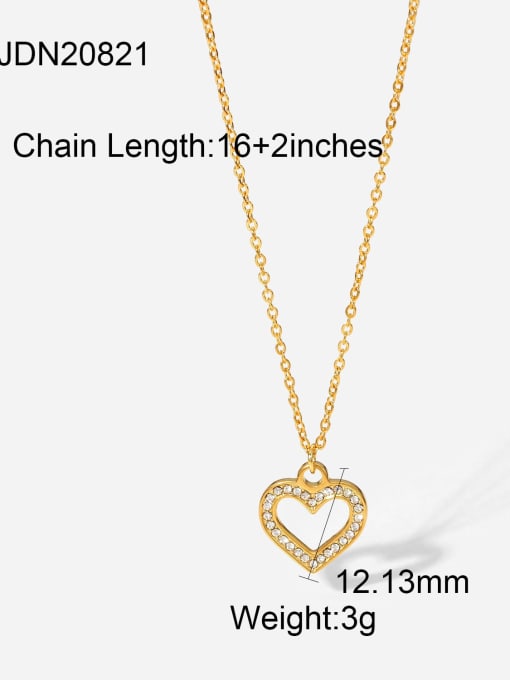 JDN20821 Stainless steel Rhinestone Heart Minimalist Necklace