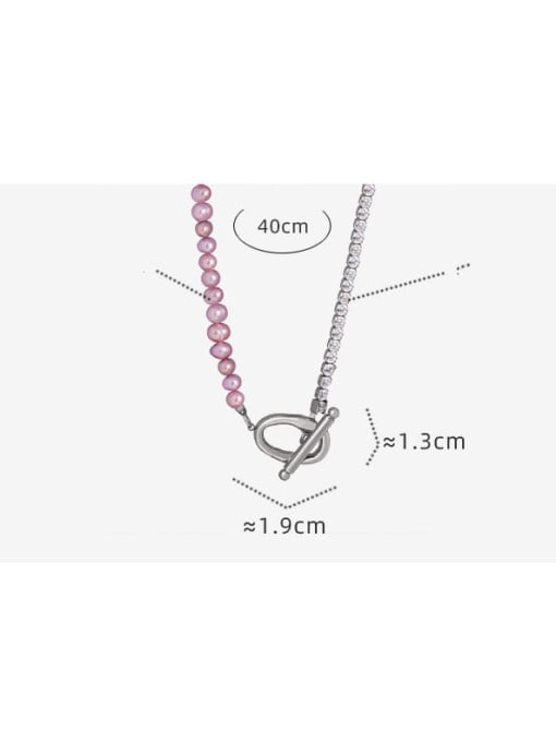 MAKA Titanium Steel Freshwater Pearl Geometric Dainty Necklace 2