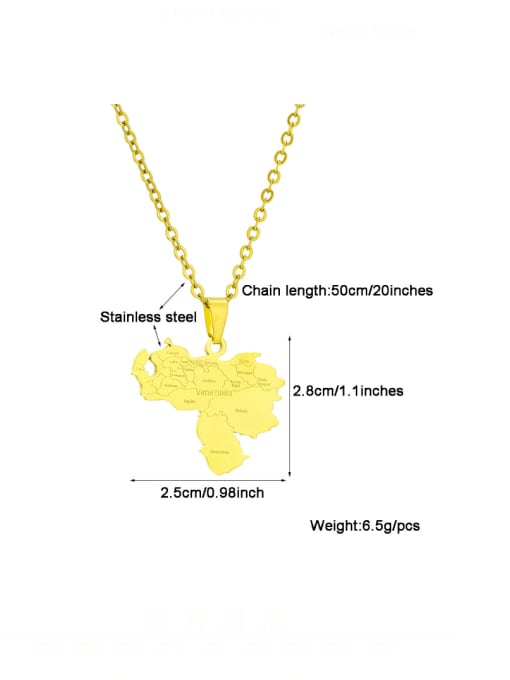 SONYA-Map Jewelry Titanium Steel Medallion Hip Hop Venezuela Map Pendant Necklace 4