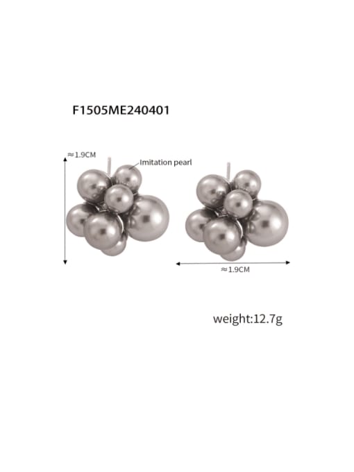 F1505 Steel Gray Pearl Earrings Titanium Steel Imitation Pearl Flower Hip Hop Stud Earring