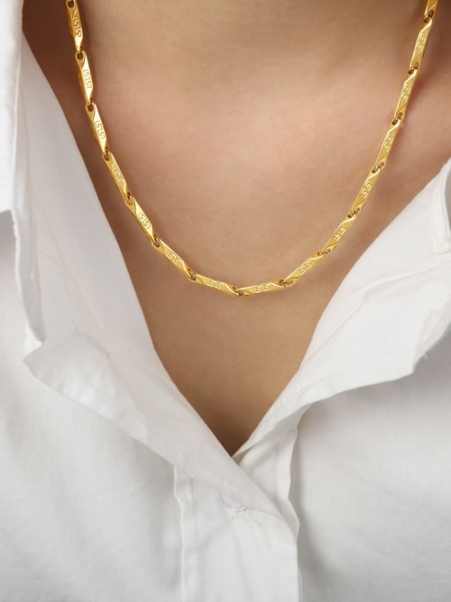 P404 engraved gold necklace 40 +5cm 20g Titanium Steel Irregular Hip Hop Necklace