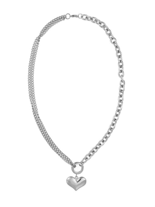 Silver All-match non-fading glossy love titanium steel necklace