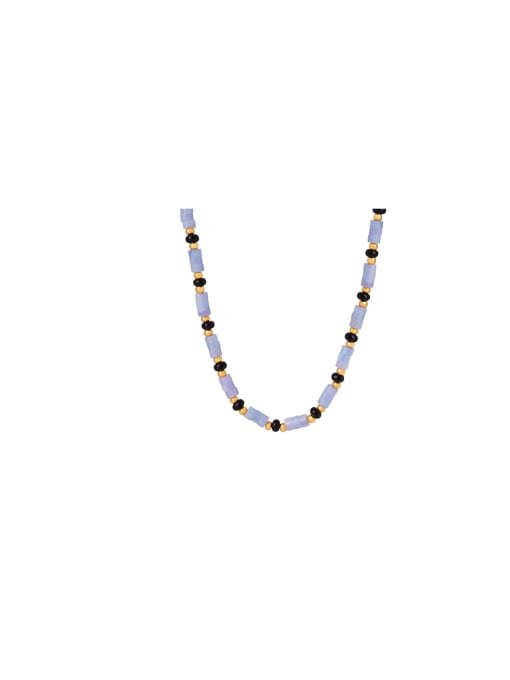 MAKA Titanium Steel Natural Stone Bead Trend Beaded Necklace 0