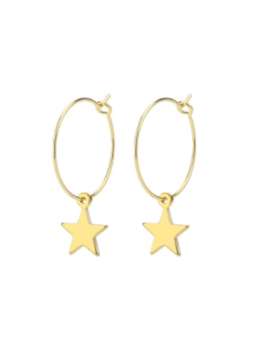 Five pointed star gold pair Titanium Steel Star Minimalist  Heart Shaped Huggie Earring