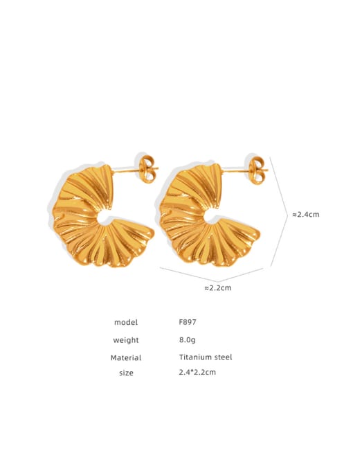 F897 Gold Earrings Titanium Steel Hollow Geometric Hip Hop Huggie Earring