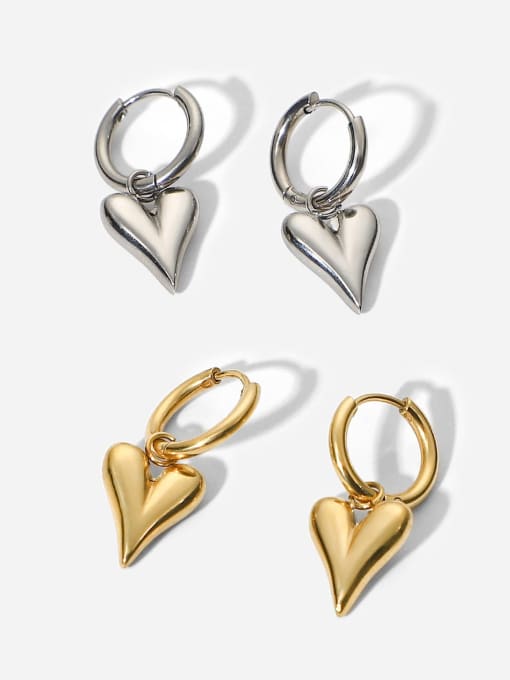 J&D Stainless steel Heart Minimalist Huggie Earring 0