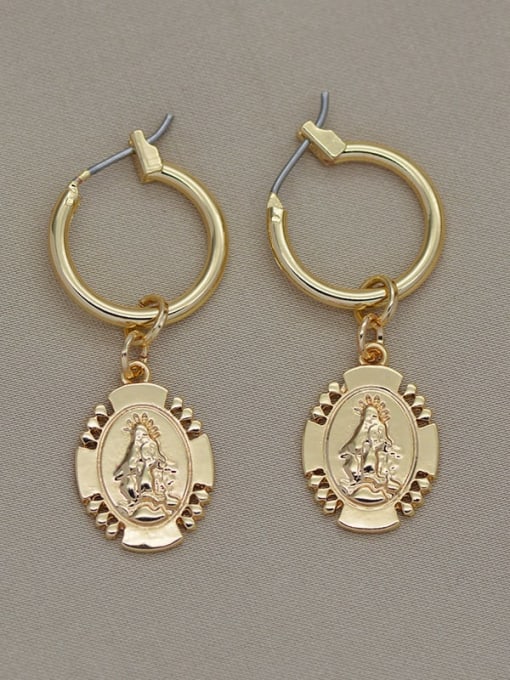 YAYACH European and American alloy KC gold coin awn star Diamond Earrings 4