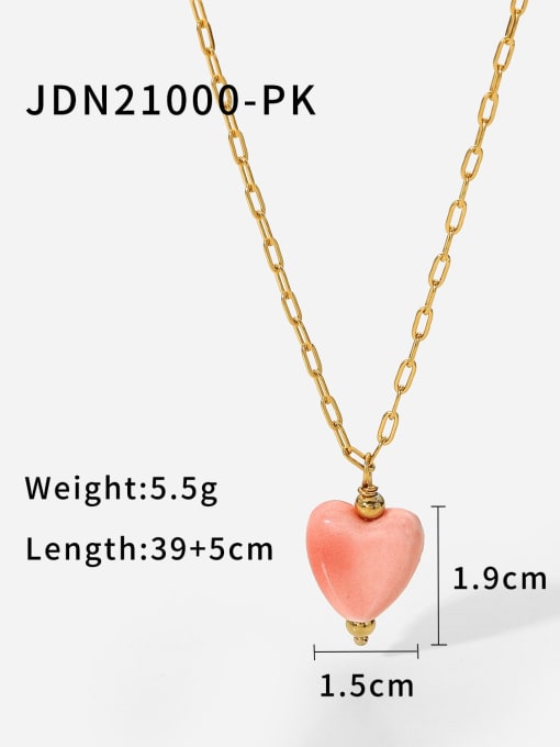 JDN21000 PK Stainless steel Ceramic Heart Vintage Necklace