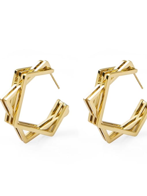 gold Net red personality irregular gap geometric Earrings