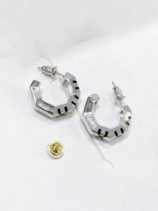 Clioro Brass Cubic Zirconia Geometric Minimalist Stud Earring 3