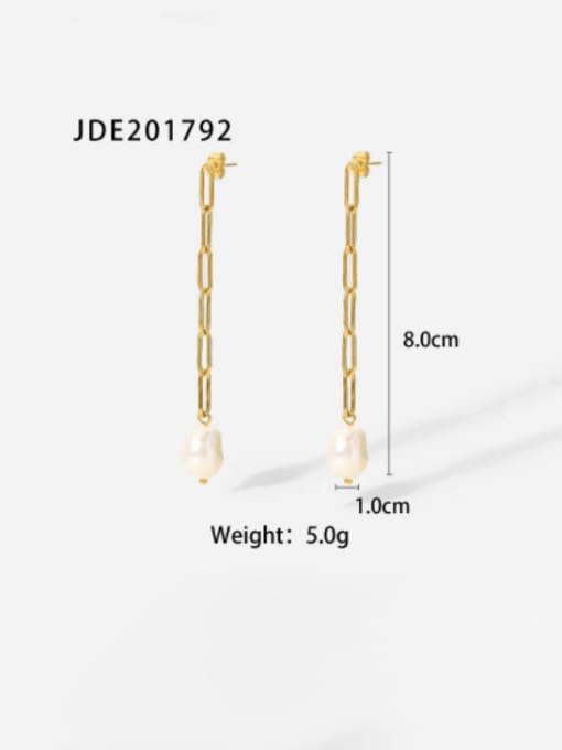 JDE201792 Stainless steel Imitation Pearl Geometric Minimalist Drop Earring