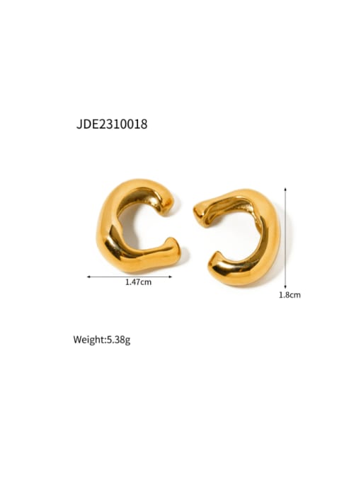 JDE2310018 gold Stainless steel Geometric Hip Hop Stud Earring