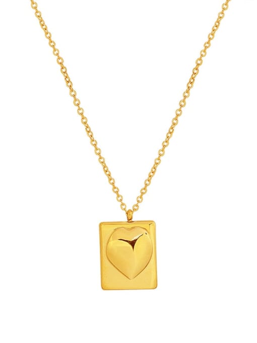 P137 gold Titanium Steel Heart Minimalist Geometric Pendant Necklace