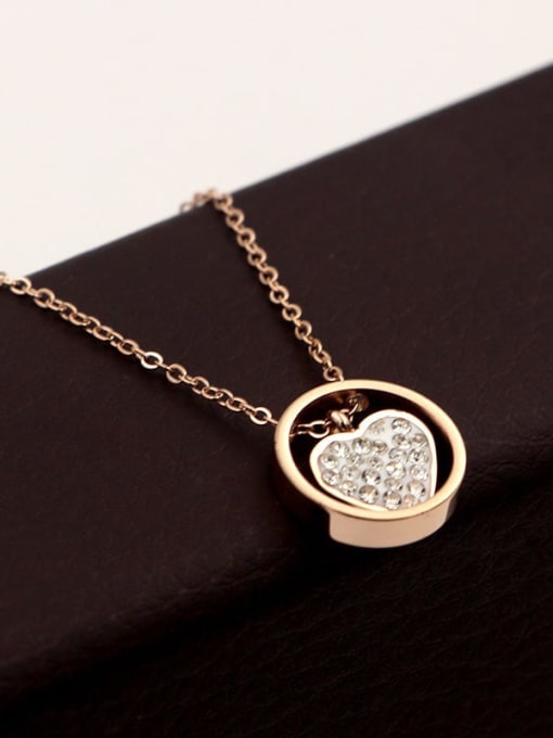 K.Love Titanium Steel Rhinestone Heart Minimalist Necklace 1